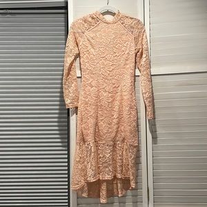 Venus fitted to flare long sleeve lace dress